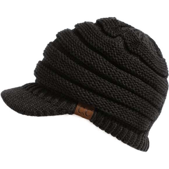 Hatsandscarf Exclusives Women\'s Ribbed Knit Hat with Brim